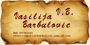 Vasilija Barbulović vizit kartica